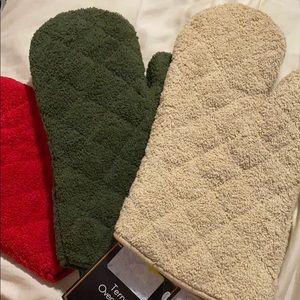 Terry Oven Mitts- Set of 3